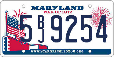 MD license plate 5BJ9254