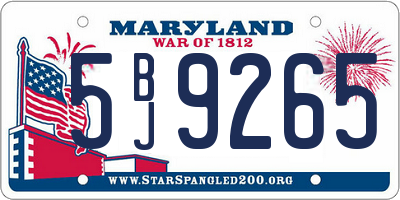 MD license plate 5BJ9265