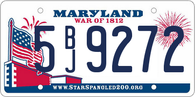MD license plate 5BJ9272