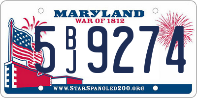 MD license plate 5BJ9274
