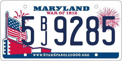MD license plate 5BJ9285