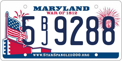 MD license plate 5BJ9288