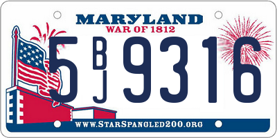 MD license plate 5BJ9316