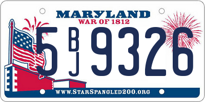 MD license plate 5BJ9326
