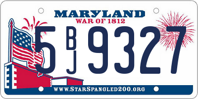 MD license plate 5BJ9327