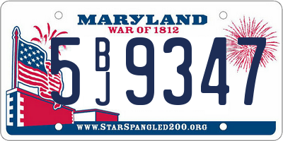 MD license plate 5BJ9347