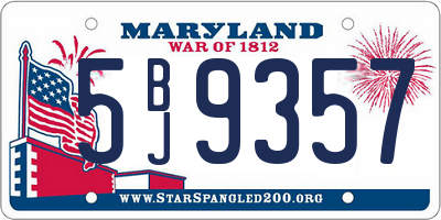MD license plate 5BJ9357