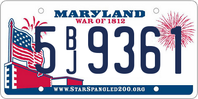 MD license plate 5BJ9361