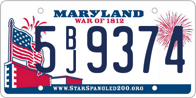 MD license plate 5BJ9374