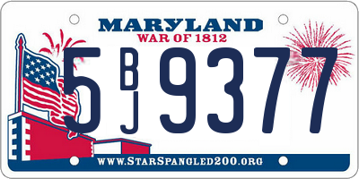 MD license plate 5BJ9377
