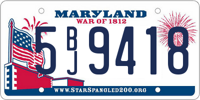 MD license plate 5BJ9418