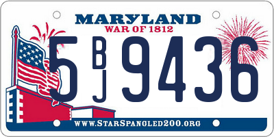 MD license plate 5BJ9436