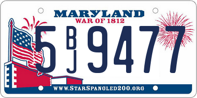 MD license plate 5BJ9477