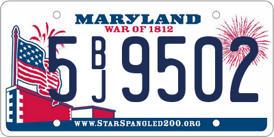 MD license plate 5BJ9502