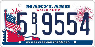 MD license plate 5BJ9554
