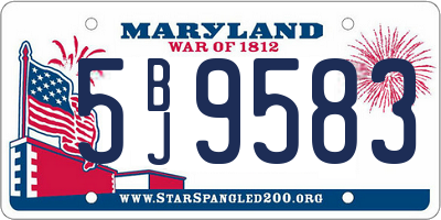 MD license plate 5BJ9583