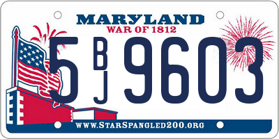 MD license plate 5BJ9603