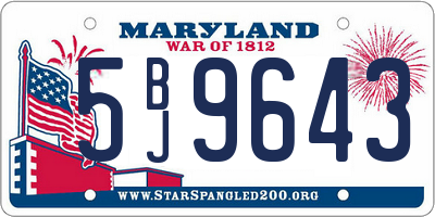 MD license plate 5BJ9643