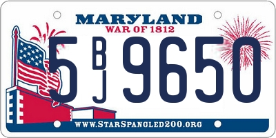MD license plate 5BJ9650