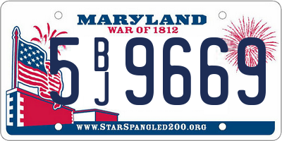 MD license plate 5BJ9669