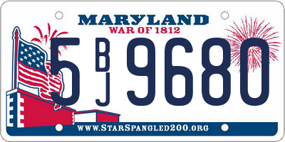 MD license plate 5BJ9680