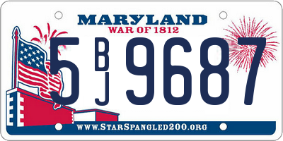 MD license plate 5BJ9687