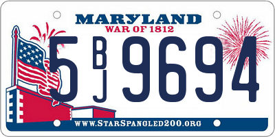 MD license plate 5BJ9694