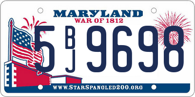 MD license plate 5BJ9698