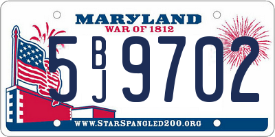 MD license plate 5BJ9702
