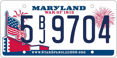 MD license plate 5BJ9704