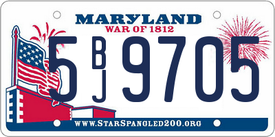 MD license plate 5BJ9705
