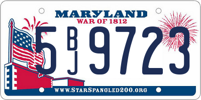 MD license plate 5BJ9723