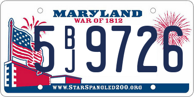 MD license plate 5BJ9726