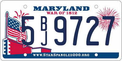 MD license plate 5BJ9727