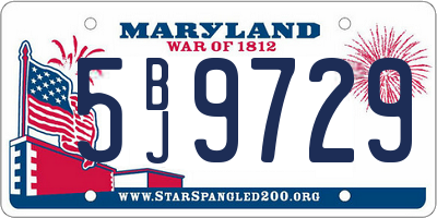 MD license plate 5BJ9729