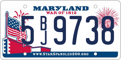 MD license plate 5BJ9738