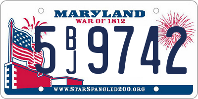 MD license plate 5BJ9742