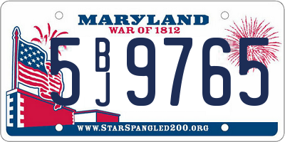 MD license plate 5BJ9765