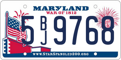 MD license plate 5BJ9768