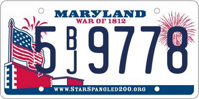 MD license plate 5BJ9778