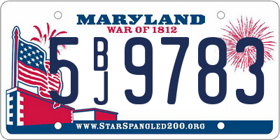 MD license plate 5BJ9783
