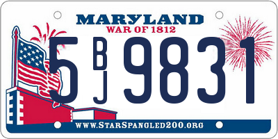 MD license plate 5BJ9831