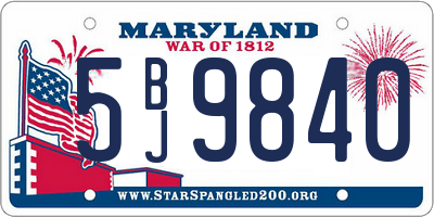 MD license plate 5BJ9840