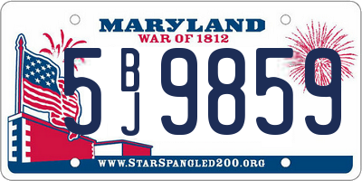 MD license plate 5BJ9859