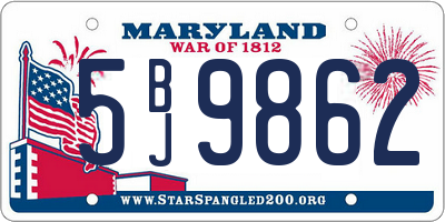 MD license plate 5BJ9862