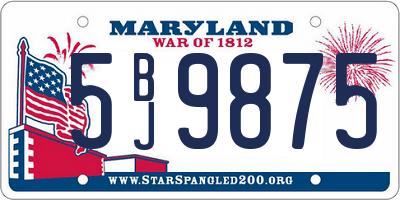MD license plate 5BJ9875