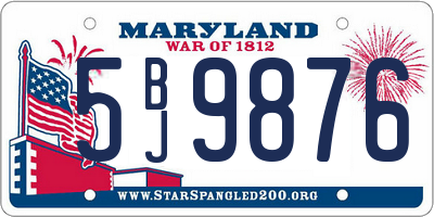 MD license plate 5BJ9876