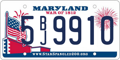 MD license plate 5BJ9910