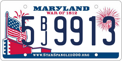 MD license plate 5BJ9913