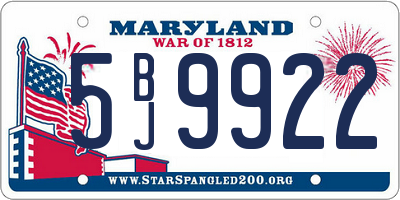 MD license plate 5BJ9922
